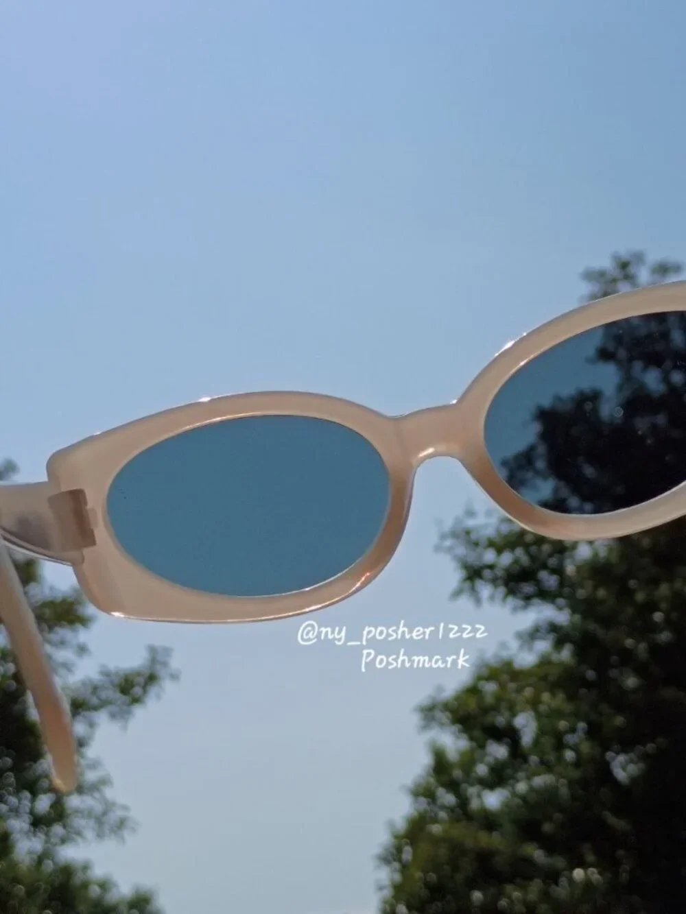 Retro 90s Mod Oval Sunglasses Cream Ivory White